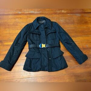 Authentic Louis Vuitton Black Utility Jacket With Leather Belt size 36